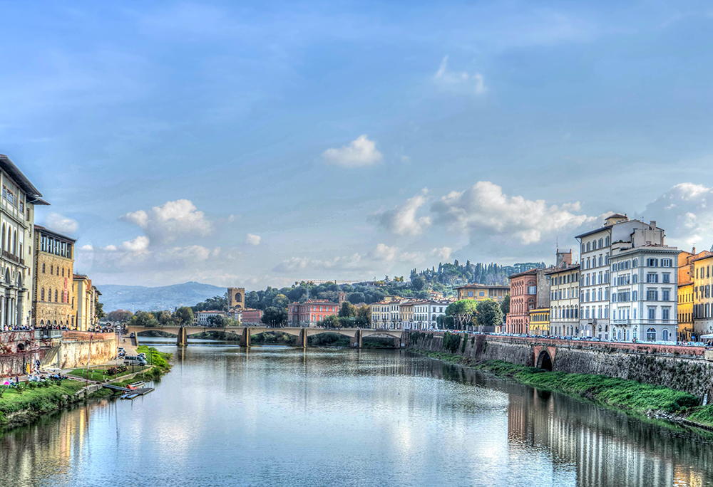 Arno River Bridge In Italy Scenic Landscape Photo Print Architecture Poster
